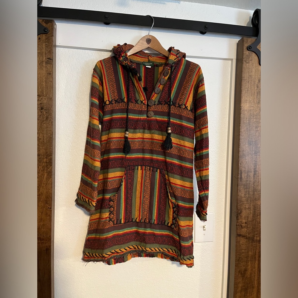 NEPAL woven cotton hoodie pull on               💚🤎🧡💛❤️💚🤎🧡❤️💛💚🤎🧡❤️